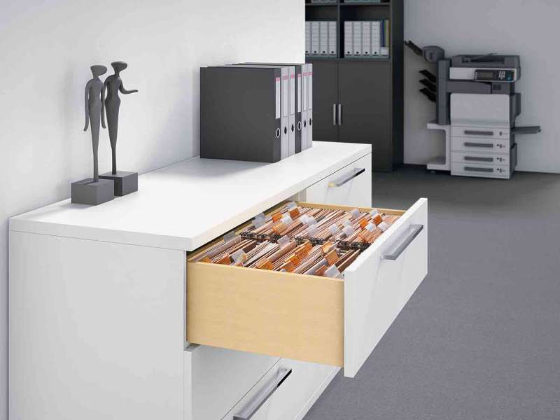 Caisson de bureau moderne à 3 tiroirs pour dossiers suspendus - Beige
